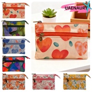 UAENAURY Key Pouch, Double-Zip Canvas Coin Purse,  Prints 4-Layer Document Holder