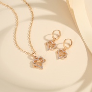 Lanme Jewelry Set Wanita Hati Kristal Titanium Anti Karat Kalung Dan Anting Perhiasan Fashion LM916
