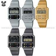 CASIO A100WE A100WEG A100WEGG Unisex Digital Watch Vintage Stopwatch Alarm 32.7mm SS Bracelet *Origi