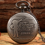 Retro Detective Design Unisex Roman Number Quartz Pocket Watch Chain