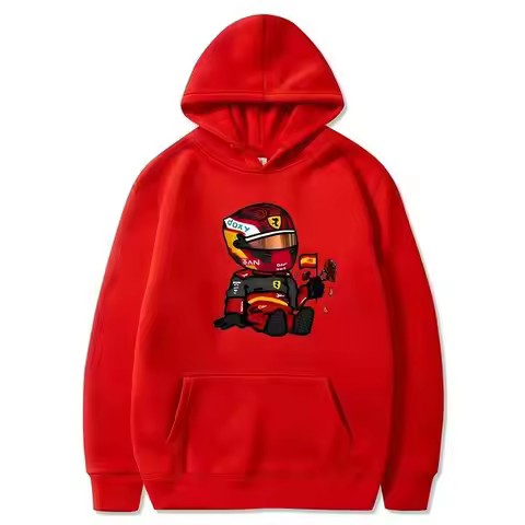 Sainz Mini F1 Hoodies for Men Games Cartoon Graphic Sweatshirts Long Streetwear Sleeve Y2k Clothes M