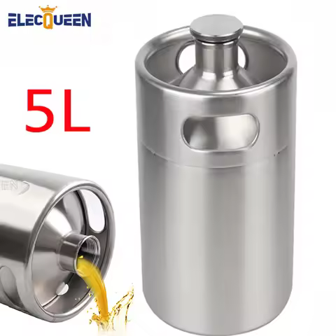 Mini Growler,304 Stainless Steel 5L Mini Keg Beer Growler Portable Beer Bottle for Picnic/BBQ Home B