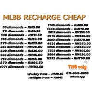 MLBB DIAMONDS RECHARGE CHEAP (FAST DELIVERY)