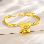 916 Plated Gold Bow Bell Bracelet Bell Orchid Bracelet Emas Bangkok Cop 916 Gelang Tangan Perempuan