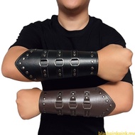 BLACK Medieval Armor Men Cosplay Wrist Bracers Lace-up Vintage Pirate Knight Gauntlet