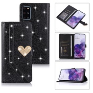 Case Samsung Galaxy A13 A33 A53 A52 A72 A12 M12 Note 8 9 10 Pro Bling Glitter Flip Soft Leather Phone Case