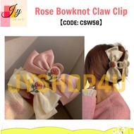 Pink Flower Hair Clip Bowknot Hairpin Ponytail Holder Cute Hairpin Hair Accessories-CSW58