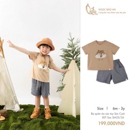 M&B (6M-3Y) Adorable, soft, cool and fashionable short sleeve Laughing Squirrel clothes set for boys
