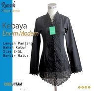 Ramadhan Sale Kebaya Encim Bordir Modern Katun Hitam Lengan Panjang