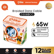 (Q BOX 20 PCS ) OLIKE D308BC / D308BM / D308BCL / D308BCC Fast Charging Data Cable 65W 27W 3A 2.1A S