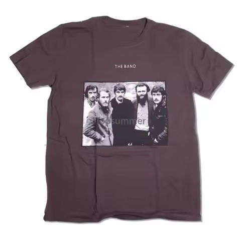 The Band T-Shirt First Album 100% Bob Dylan Robbie Robertson Americana Cotton Fitness Plus Size Tee 