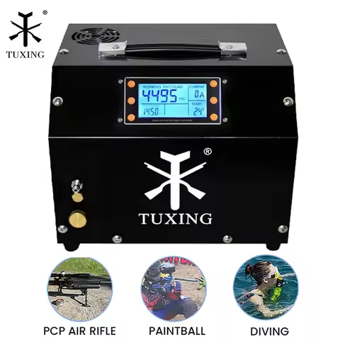 TUXING 4500Psi 300Bar PCP Air Compressor with LCD Display Digital Control Compressor Auto-Stop 12V P