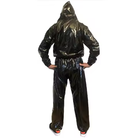 Mens Hooded Jumpsuits Front Zip Long Sleeves Catsuits Long Loose Rompers Ankle-Length Pants Jumpsuit