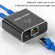 Dual Internet RJ45 Splitter, 1 in 2 Out, Gigabit Ethernet Port for Simultaneous Use