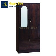 Happy Box Furniture : 2 Door 2 Drawers Wardrobe With Mirror / Cabinet / Almari Baju