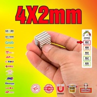SUPER STRONG NEODYMIUM MAGNET 4x2mm - 4 x 2 mm N52 Contents 20 pcs