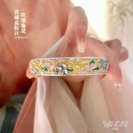 Enamel Plum Blossom and Hundred Blessings Bracelet in Sterling Silver999.9New Chinese-style sterling