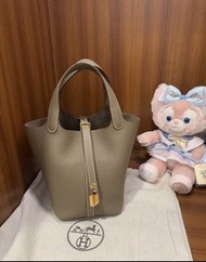 特價💖 Hermes Picotin 18 Etoupe GHW 大象灰金扣 菜籃子 18 stamp K 香港單 TC gold hardware 水桶包 手提包 lock