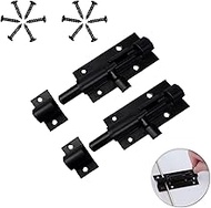 Lock Bolt with Screws, Bolt Bolt on Both Sides, Door Bolt, Pack of 2 Sliding Latches, Small Door Bol