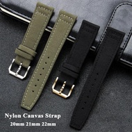 21mm Nylon Canvas Watch Strap for IWC Pilot Spitfire Timezone Top Gun Cowhide Watch Strap Replacement Watch Bracelet