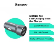 ATLAS SIKENAI C31 Metal 3.1A Pengecas Kereta Cepat Arus Tinggi | Antara Muka Dual USB | Perlindungan