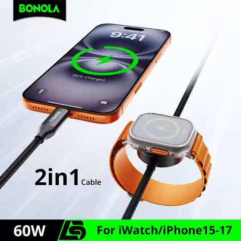 Bonola 2 in 1 Fast Watch Charger Cable for Apple Watch Ultra 11/10 60w Super Charging Type C to C Ca