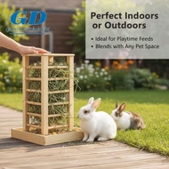 GOURMETDELIGHT Rabbit Hay Manger, Durable Wooden Hay Feeder, Practical Self-Feeding Detachable Rabbi