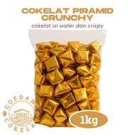 Chocolate Goedang | CRUNCHY PYRAMID Chocolate 1kg | Chocolate with wafer and rice crispy mix | Conte