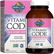 Garden of Life Multivitamin for Women 50 & Over, Vitamin Code Women 50 & Wiser Multi - 240 Capsules 