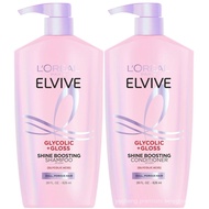 L'Oreal Paris Elvive Glycolic + Gloss Shine Boosting Shampoo and Conditioner Set, Cleanses and Smoot