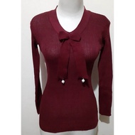 Atasan Rajut Pita/Atasan Wanita Korean style/ Baju Wanita kekinian Tangan panjang/Atasan rajut impor