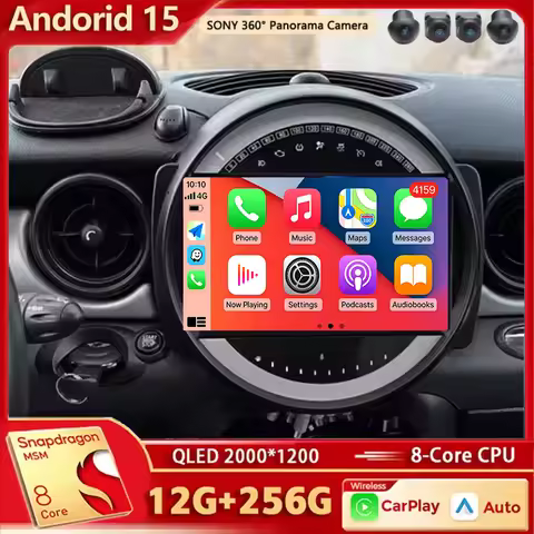 Multimedia Stereo Player AI Voice CarPlay Head Unit Android 15 For BMW COOPER R56 R60 2007-2015 2K Q