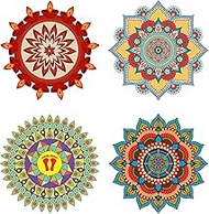 DreamKraft Colorful Rangoli Sticker Set for Diwali Decoration, Floor & Wall Stickers (12 x 12 in, Pa