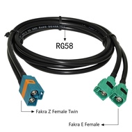 1PC One In Two Fakra Z Type Twin Female Connector to 2X Fakra E Female Jack Green Pigtail Cable RG58