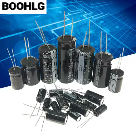 20PCS 100V 160V 200V 250V 400V 450V Aluminum Electrolytic Capacitor 1UF 2.2UF 3.3UF 10UF 22UF 47UF 1