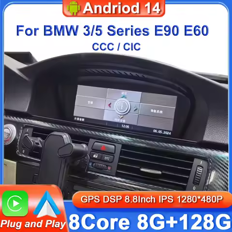 8.8" Android Auto CarPlay mods bmw e91 For BMW 5 Series E60 E61 E62 E63 BMW 3 Series E90 E91 E92 E92