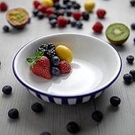 Handmade Dark Navy Blue Stripe Glazed 7.3inch/18.5cm, 14oz/400ml Salad, Pasta, Fruit, Cereal, Soup B