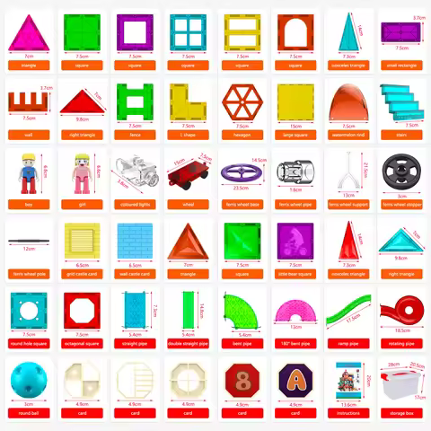 Magnetic Tiles Magnetic Building Blocks Construction Set Magnet Tiles Children Montessori Educationa