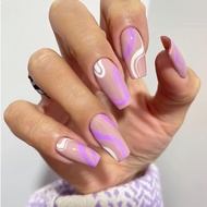 [] French Simple Wearable Nails Long Wave Manicure Nails Fake Nails Nails nails2026.7.20