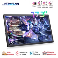 Portable Monitor 17.3 Inch, Type-C HD Display for Home Entertainment Online Class, 1600*900 TN 60Hz,