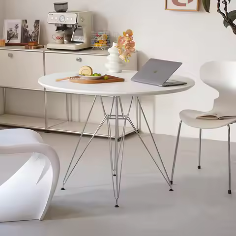 Nordic white Eames round table household small apartment slate dining table ins Internet celebrity d