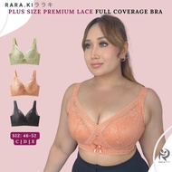 RARAKI PSFF 075 Plus-Size Lace Bra Full Coverage (Wireless 4-Hook) 46-52 (C|D|E)