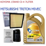 MITSUBISHI TRITON MIVEC 2.4 ? 2.8 2016y- 2023y  OIL FILTER + AIR FILTER + KOYOMA 15W40 CI-4 7LITER E