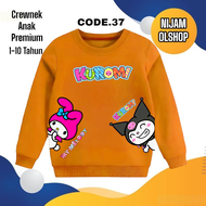 Sweater Anak Perempuan Kuromi Full Page Crewneck Anak Bahan Adem Nyaman
