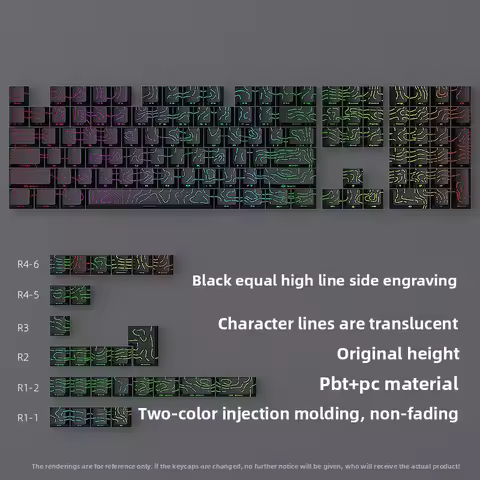 2026 Newest Black Line Contour 4.0 Keycaps Original Height 97/133+ Keys Two-Color Small Full Set Cra