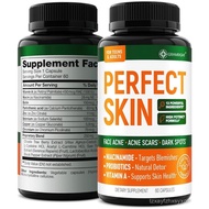 Perfect Skin Pills - Clear Skin Supplement - Niacinamide, Probiotic, Zinc | Pantothenic Acid, Vitami