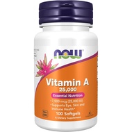 NOW plements, Vitamin A ( r Oil) 25,000 IU, Essential Nutrition, 100 Softgels