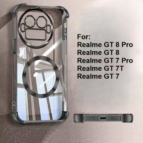 For Realme GT 8 GT 7 Pro Case Four-Corner Anti-Drop TPU CD Pattern Magnetic Ring Cover For Realme GT