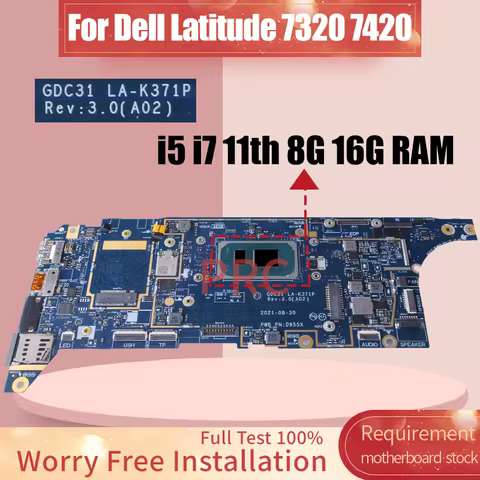 For DELL Latitude 7320 7420 Laptop Motherboard LA-K371P Core i5-1145G7 i7-1185G7 RAM 8G 16G Notebook