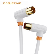 CABLETIME 90degree TV Cable High-definition Gold-plated Coaxial Line M/F Satellite Antenna Cable for HD Television N361 TV Receivers